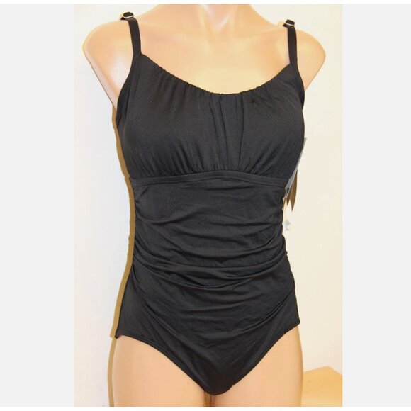 NWT Coco Reef Swimsuit Bikini 1 one piece Sz 36C Black Underwire Peasant - Picture 1 of 6